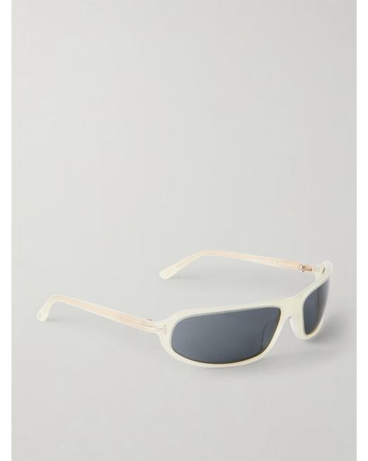 Tom Ford White Minimal Retro Narrowframe Sunglasses