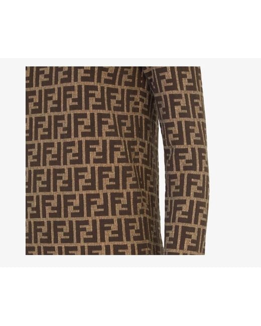 Fendi Brown Monogrammed Long-Sleeved Dress