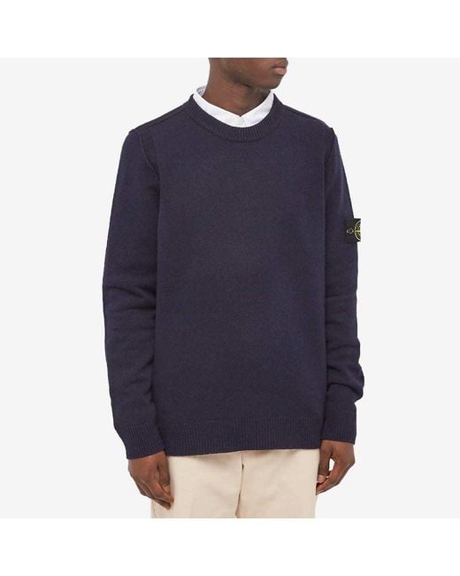 Stone Island Blue Compass-Patch Knitted Jumper for men