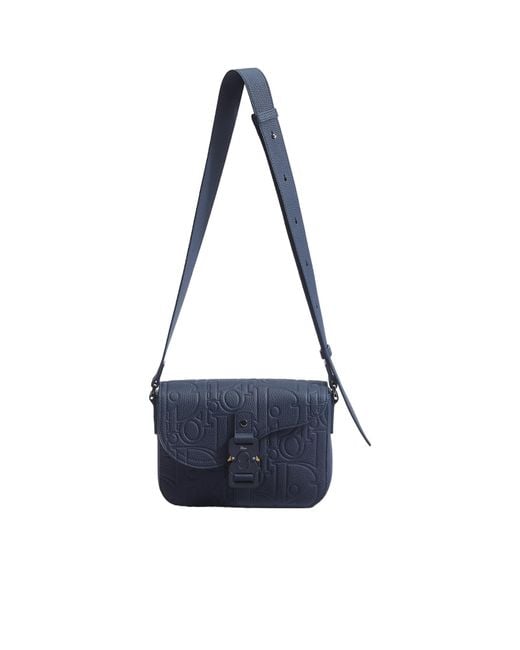 Dior Blue Small Saddle Messenger Bag With Flap for men