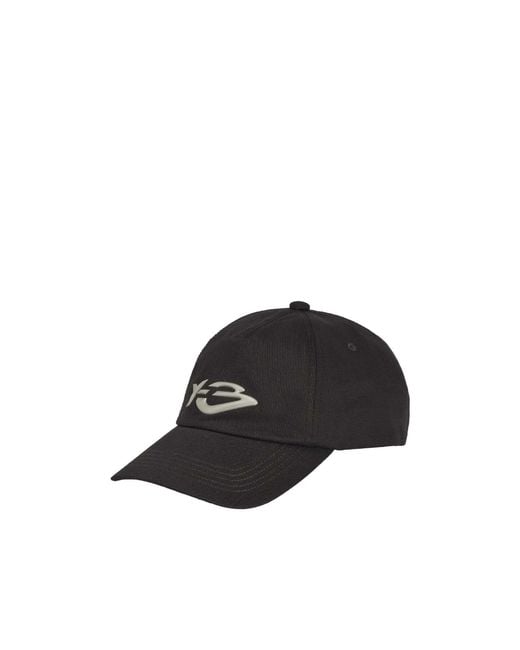Y-3 Black Printed Logo Baseball Cap for men
