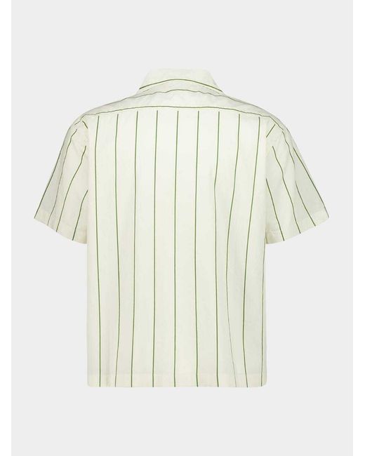 Bode White Celery Striped Short-Sleeve Shirt for men