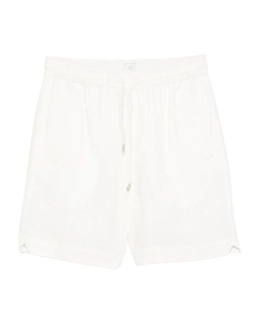 Eleventy White Drawstring Elastic-Waist Shorts for men