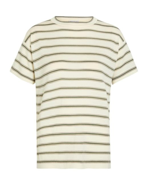 Brunello Cucinelli White Casual Striped Top