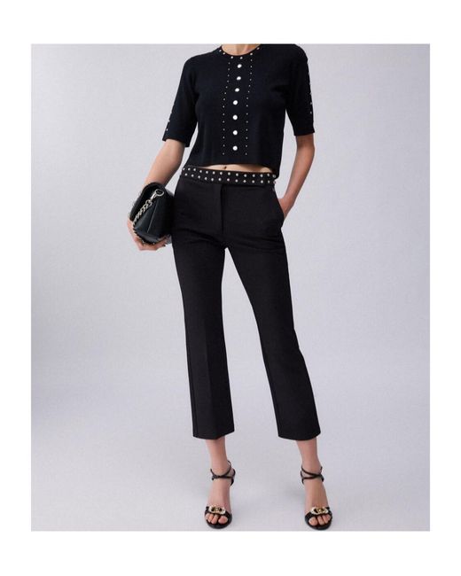 Liu Jo Black Stud-Embellished Knit Top