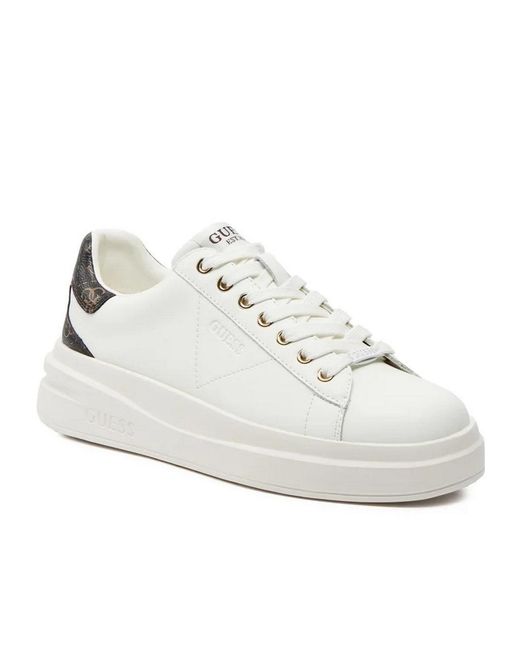 Guess White Round-Head Sneakers