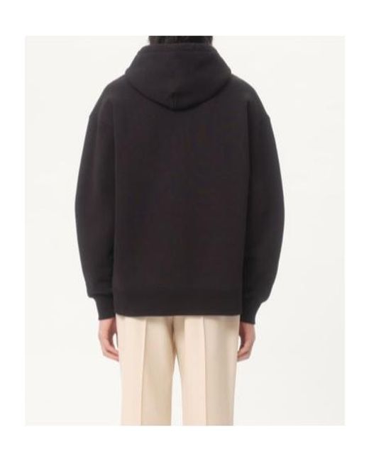 Valentino Black Logo Embroidered Zip-Up Hoodie for men