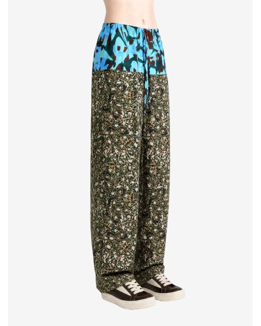 Dries Van Noten Green Print Fluid Pant
