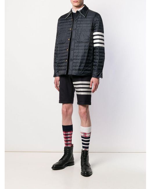 Thom Browne Gray 4-Bar Plain Weave Suiting Shorts for men