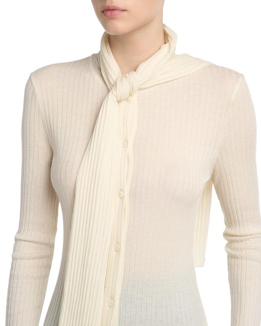 Totême  White Long-Sleeve Knit T-Shirt
