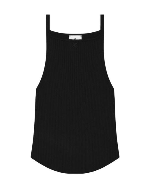 Courreges Black Sleeveless Tops