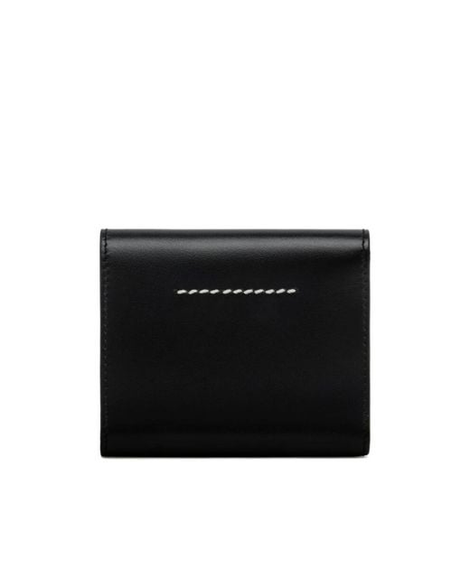 MM6 by Maison Margiela Black Leather Tri-Fold Wallet