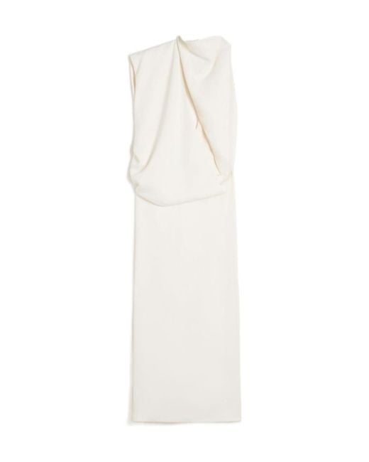Sportmax White Draped Midi Dress