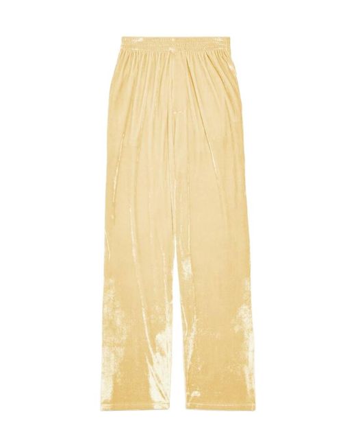Balenciaga Yellow Velvet-Effect Elastic Waist Trousers for men