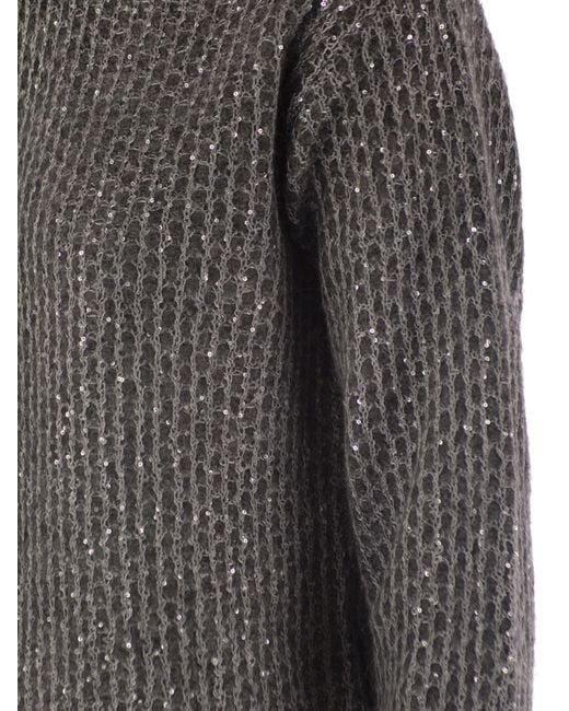 Herno Gray Sequined Sweater