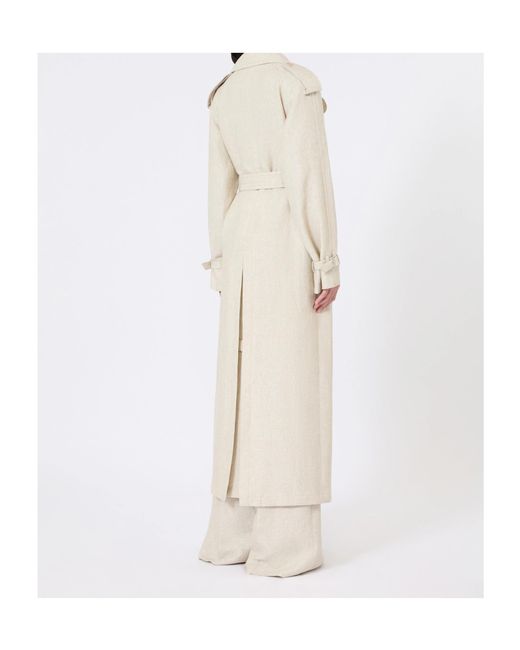 Max Mara White Pedaggi Double-Breasted Belted Trench Coat