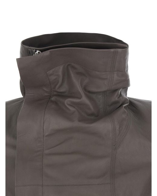 Rick Owens Brown Naska Leather Biker Jacket