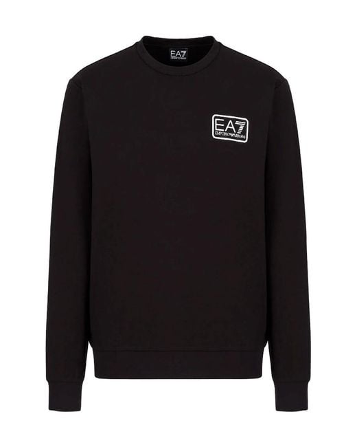 EA7 Black Logo-Print Crew-Neck Sweatshirt for men