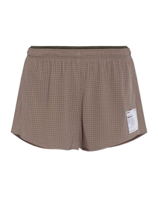 Satisfy Brown Space O Perforated Performance Shorts