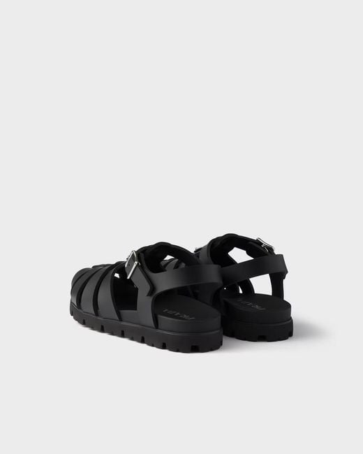 Prada Black Rubber Cage Sandal for men