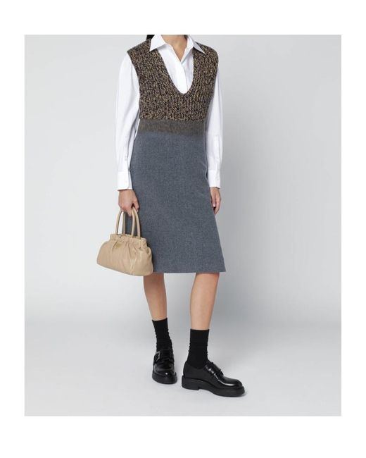 Prada Natural Double Handle Shoulder Bag