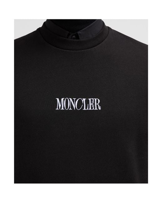 Moncler Black Embroidered Logo Sweatshirt for men