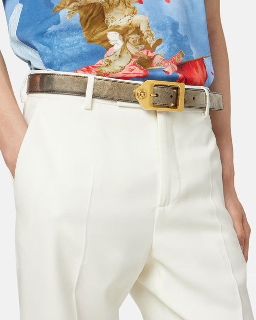 Versace White Logo-Engraved Buckle Belt for men