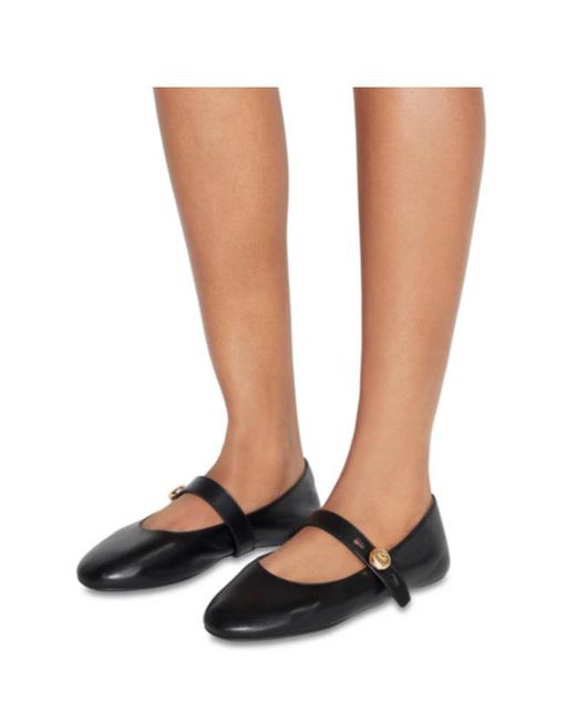 Tory Burch Black Logo-Strap Ballet Flats
