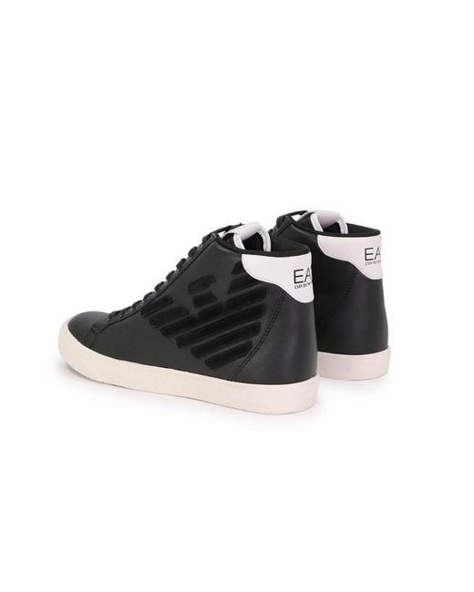 EA7 Black High-Top Lace-Up Casual Sneakers for men