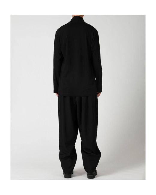 Yohji Yamamoto Black Soft Single Jersey High Neck Long Slv Tee for men