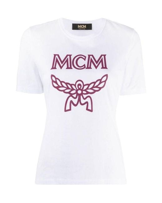 MCM White Logo Round Neck T-Shirt