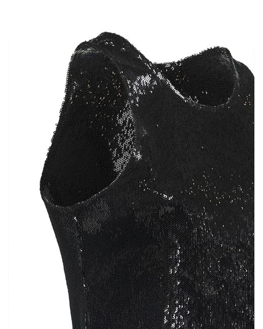 Totême Black Sequin High Round Neckline Top