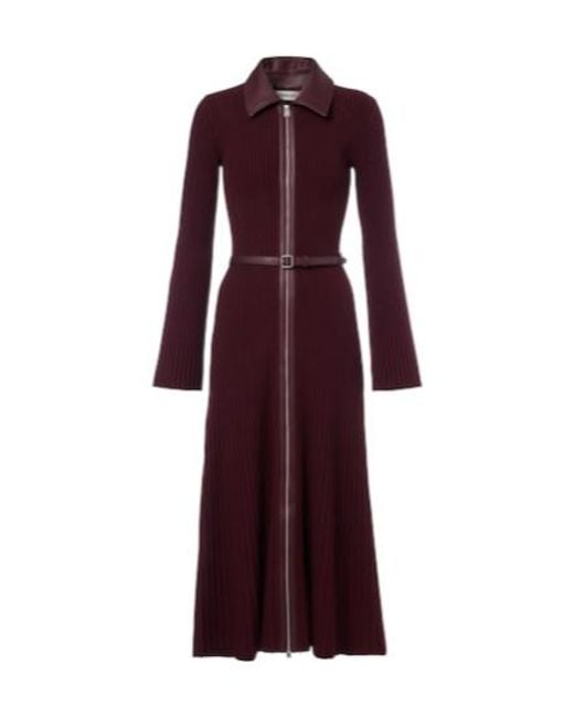 Jonathan Simkhai Purple Ismelle Belted Ribbed-Knit Shirt Dress
