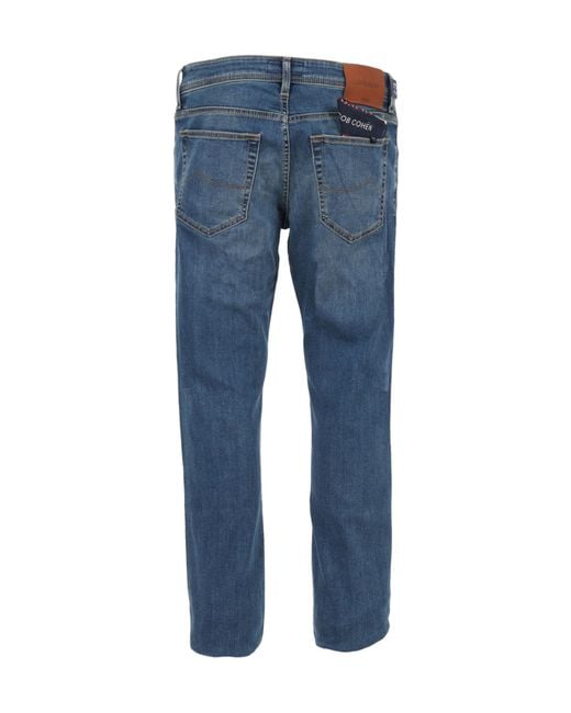 Jacob Cohen Blue Logo Patch Straight-Leg Jeans for men