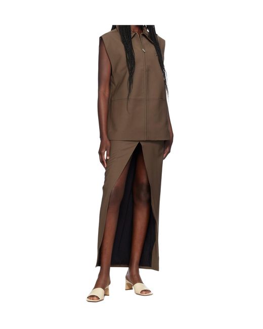 AYA MUSE Brown Elastical Plain Weave Jacket