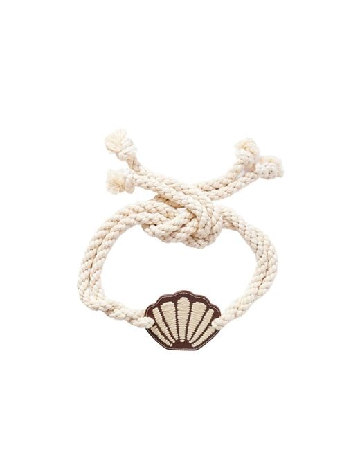 Johanna Ortiz White Leather Trimmed Cord Waist Belt