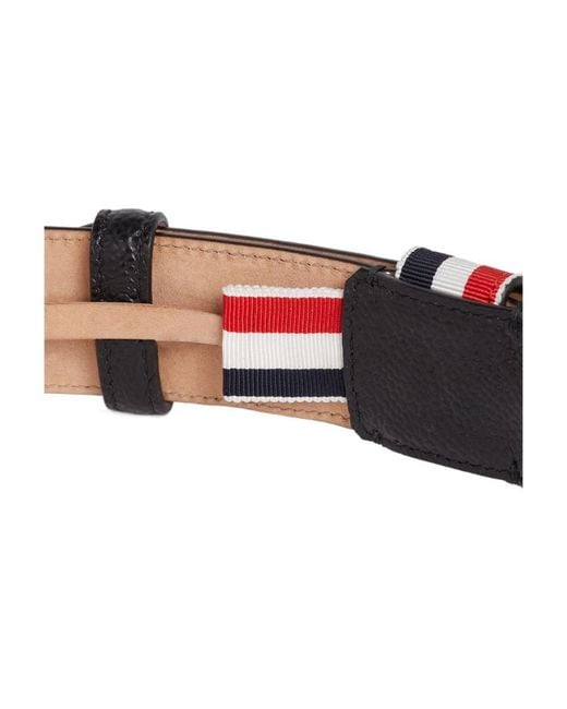 Thom Browne White Striped Buckle Belt for men
