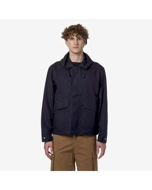 K-Way Blue Kaya Cotton Linen Blend Coat for men