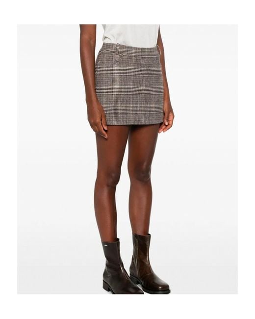 Ermanno Scervino Brown Check-Pattern Mini Skirt