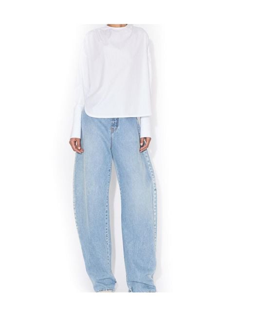 Alaïa White Alaïa Ruched Long-Sleeved Top