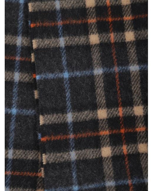 Ganni Black Logo Patch Check Scarf