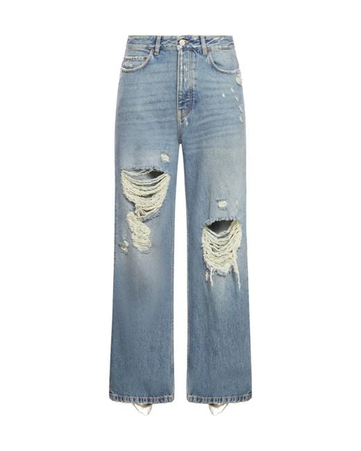 Balenciaga Ripped Straight-leg Jeans in Blue for Men | Lyst