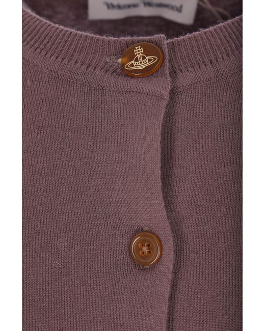 Vivienne Westwood Purple Orb Embroidered Knit Cardigan