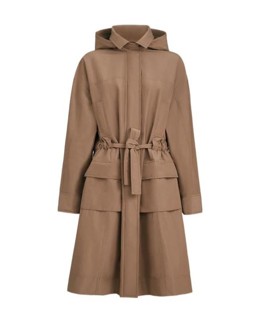 Brunello Cucinelli Brown Techno-Cotton Taffeta Coat With Detachable Hood And Shiny Zipper Pull