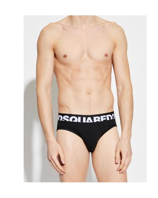 DSquared² Black Logo Briefs for men