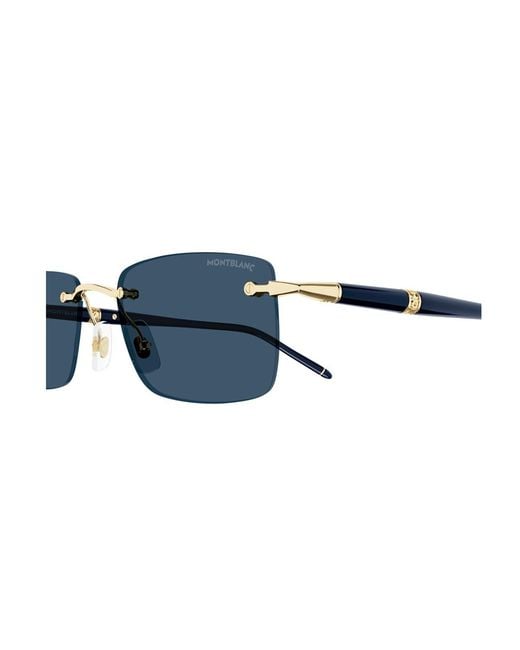 Montblanc Blue Eyewear Rectangular Frame Sunglasses for men