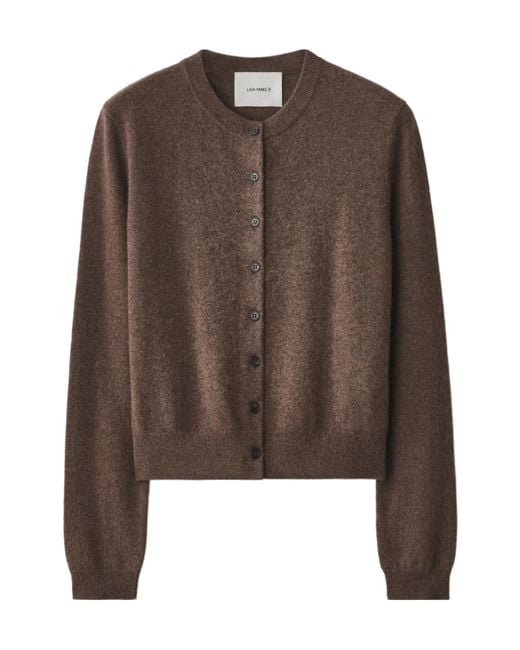 Lisa Yang Brown Karia Button-Fastening Cardigan