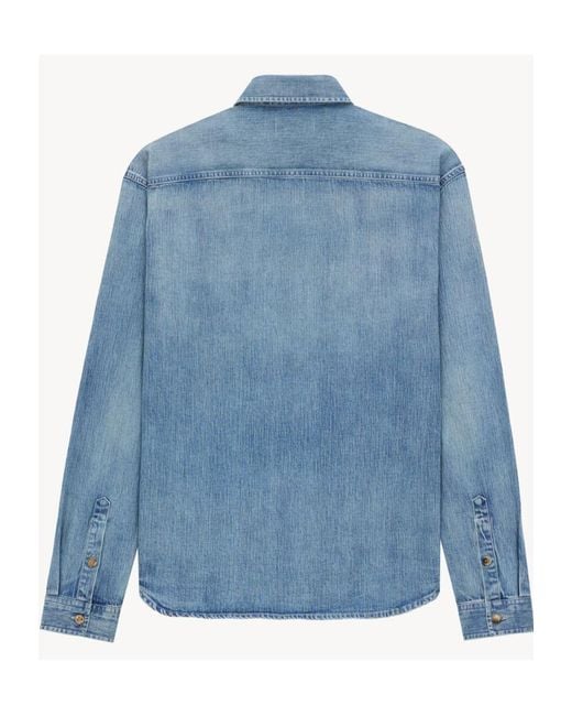 Saint Laurent Blue Cassandre Denim Shirt Day for men