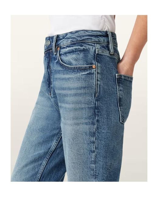 AllSaints Blue Ida Straight Leg Denim Jeans