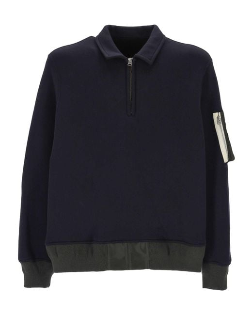 Sacai Blue Long-Sleeve Sweatshirt for men